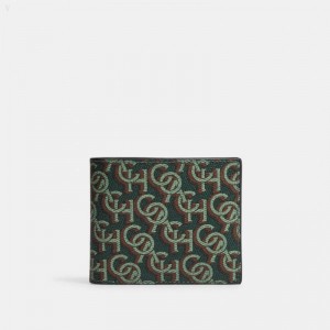 Coach 3 In 1 Wallet With Coach Monogram Print - Men's Wallets - Amazon Green | GBCT9080