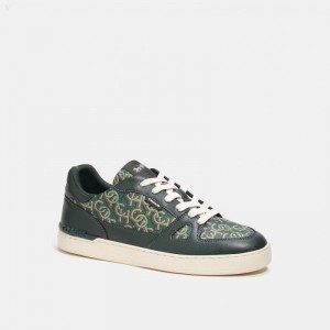 Coach Clip Court Sneaker With Coach Monogram Print - Men's Sneakers - Amazon Green | ETUN8243