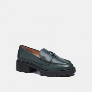 Coach Leah Loafer - Women's Flat Shoes - Amazon Green | OYSU3228