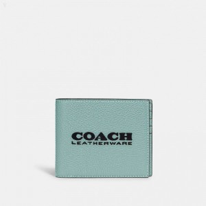 Coach 3 In 1 Wallet - Men's Wallets - Aqua / Deep Navy | JYPL6444