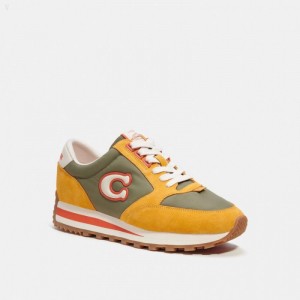 Coach Runner Sneaker - Men's Sneakers - Army Green / Buttercup | SLDJ0064