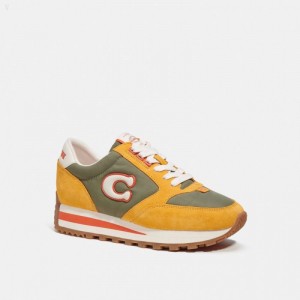 Coach Runner Sneaker - Women's Sneakers - Army Green / Buttercup | HEFS1384