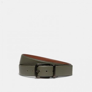 Coach Harness Buckle Cut To Size Reversible Belt,38 Mm - Men's Belts - Army Green / Saddle | SWUC7675