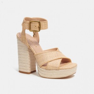 Coach Nelly Sandal - Women's Heels - Beige | AJHD2059