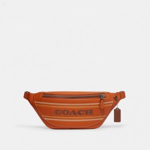 Coach Warren Belt Bag With Coach Stripe - Men's Crossbody Bags - Black Antique Nickel / Canyon Multicolor | DPOP8599