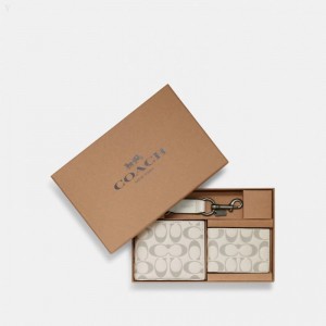 Coach Boxed 3 In 1 Wallet Gift Set In Signature Leather - Men's Wallets - Black Antique Nickel / Steam | AFKI9907