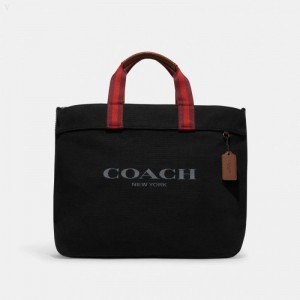 Coach Canvas Tote 38 - Men's Tote Bags - Black Copper / Black | VNFP9276