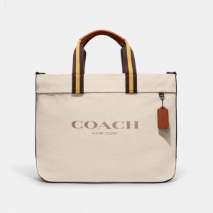 Coach Canvas Tote 38 - Men's Tote Bags - Black Copper / Dark Beige | GLTW1626