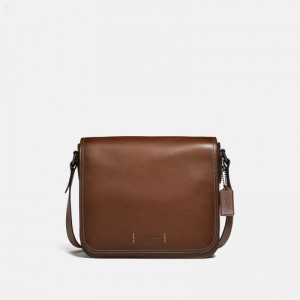 Coach Gotham Messenger 27 - Men's Crossbody Bags - Black Copper / Dark Saddle | ORNZ9038