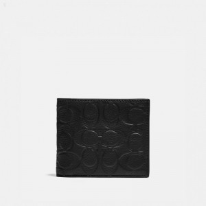 Coach 3 In 1 Wallet In Signature Leather - Men's Wallets - Black | BICD3026