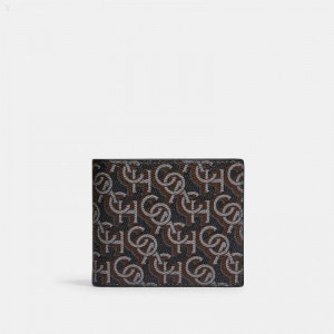 Coach 3 In 1 Wallet With Coach Monogram Print - Men's Wallets - Black | UGIG6554