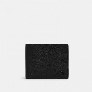 Coach 3 In 1 Wallet With Signature Canvas Interior - Men's Wallets - Black | SFLU3591