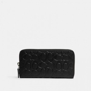 Coach Accordion Wallet In Signature Leather - Men's Wallets - Black | BSDS1036
