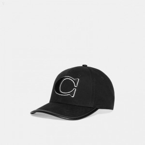 Coach Baseball Hat - Men's Hats - Black | NQFX5986