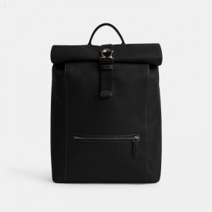 Coach Beck Roll Top Backpack - Men's Backpacks - Black | RRHB7334