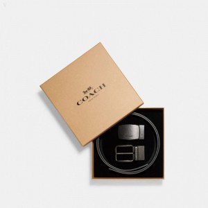 Coach Boxed Plaque And Harness Buckle Cut To Size Reversible Belt,38 Mm - Men's Belts - Black | RZYG9274