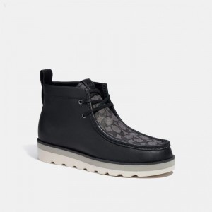 Coach Chukka Boot In Signature Jacquard - Men's Boots - Black | IIIW7396