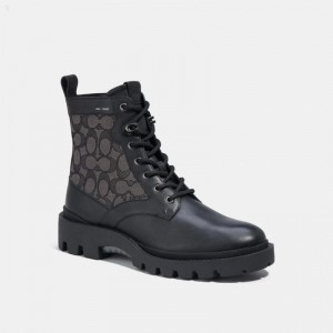 Coach Citysole Lace Up Boot In Signature Jacquard - Men's Boots - Black | JRQJ8048