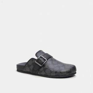Coach Clog Sandal In Signature Canvas - Men's Sandals - Black | NHLT6409