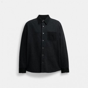 Coach Denim Shirt - Men's Shirts - Black | PJOS9925
