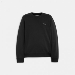 Coach Essential Crewneck - Men's Tops - Black | EUZH1386