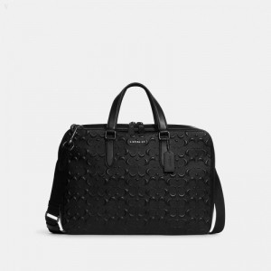 Coach Graham Slim Brief In Signature Leather - Men's Carryalls - Black | XBCS0887