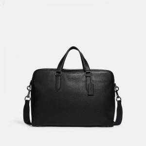 Coach Graham Structured Brief - Men's Carryalls - Black | TFMV9808