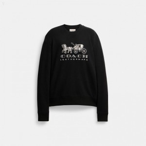 Coach Horse And Carriage Crewneck Sweatshirt - Men's Sweatshirt - Black | FTED0418