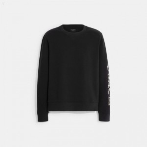 Coach Houndstooth Crewneck Sweatshirt - Men's Sweatshirt - Black | QOCX1219