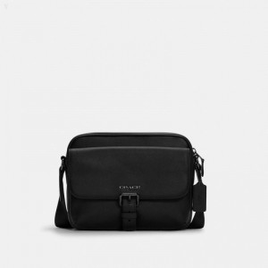 Coach Hudson Crossbody - Men's Crossbody Bags - Black | UCVC3331