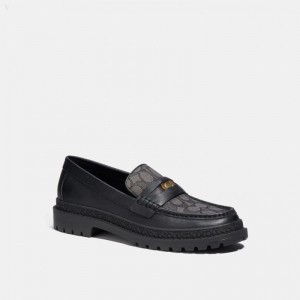 Coach Loafer With Signature Jacquard And Signature Coin - Men's Loafers - Black | MCMJ2665