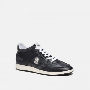 Coach Mid Top Sneaker In Signature Canvas - Men's Sneakers - Black | AYGH4000