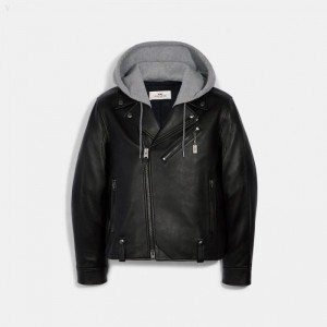 Coach Moto Jacket - Men's Jackets - Black | JOLT1184
