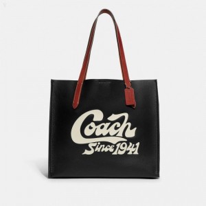 Coach Relay Tote With Coach Graphic - Men's Tote Bags - Black | CHDC2899