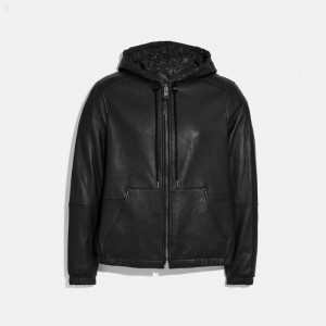 Coach Reversible Leather Trainer - Men's Coats - Black | RZAT7401