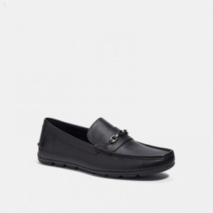 Coach Signature Chain Driver - Men's Flat Shoes - Black | EHVD8352
