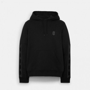 Coach Signature Tape Hoodie - Men's Hoodie - Black | NXPJ7488