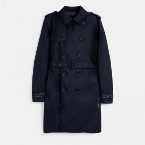 Coach Trench Coat - Men's Coats - Black | IKLE5296