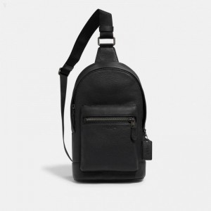 Coach West Pack - Men's Crossbody Bags - Black | OEVR2655