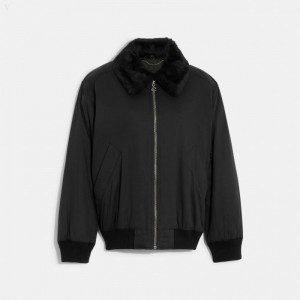 Coach Bomber Jacket - Women's Jackets - Black | OXNW0388