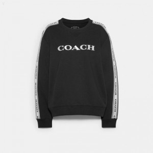 Coach Essential Crewneck - Women's Tops - Black | PTYK8989