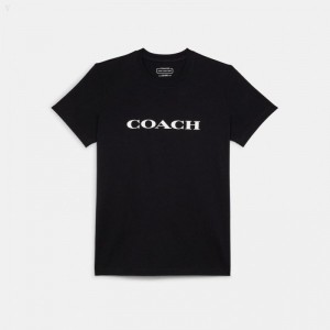 Coach Essential T Shirt In Organic Cotton - Women's T Shirts - Black | QUTO3328
