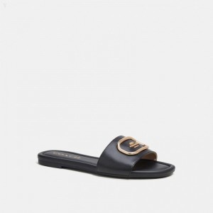 Coach Evy Sandal - Women's Sandals - Black | XKQT2391
