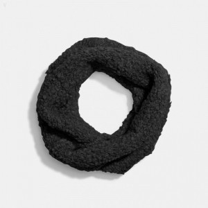 Coach Fleece Textured Snood - Women's Scarves - Black | BDJS0223
