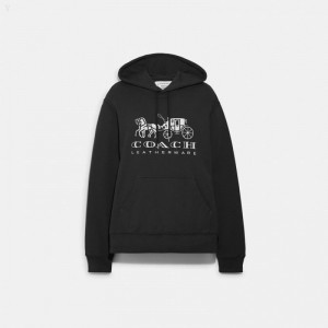 Coach Horse And Carriage Hoodie In Organic Cotton - Women's Tops - Black | TLKN6954