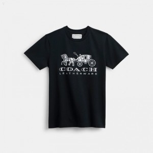 Coach Horse And Carriage T Shirt - Women's T Shirts - Black | XAEN2175