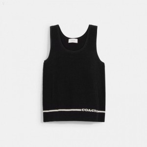 Coach Knit Tank - Women's Tops - Black | CEEW0098