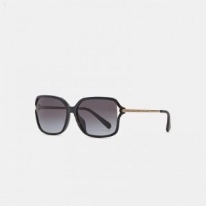 Coach Metal Open Frame Sunglasses - Women's Sunglasses - Black | JPIG7920
