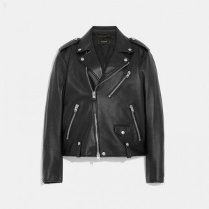 Coach Moto Jacket - Women's Jackets - Black | REBN4063