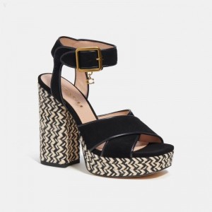 Coach Nelly Sandal - Women's Heels - Black | IIAB1448